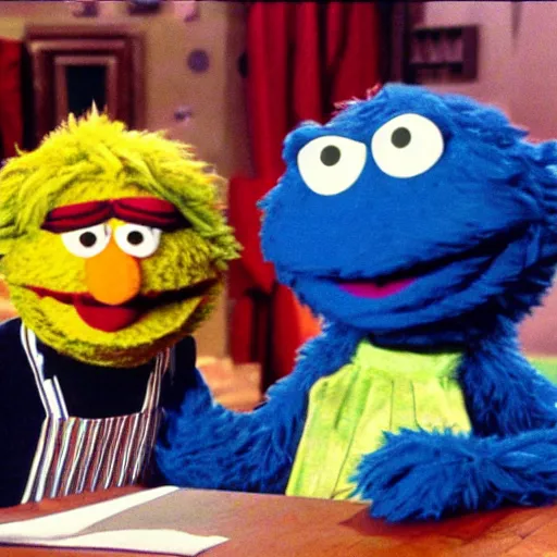 Prompt: trollface on sesame street