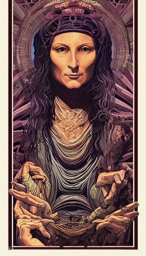 Image similar to The oracle of ancient wisdom, italian futurism, da vinci, Dan Mumford, Josan Gonzalez