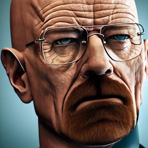 Image similar to Walter White with bussin haircut, face shot, portrait, detailed face, close-up, realistic, lifelike, cinematic, studio lighting,