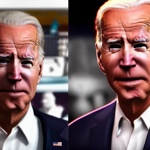 Image similar to joe biden eating ice cream, gta 5 loading screen, cyberpunk lighting