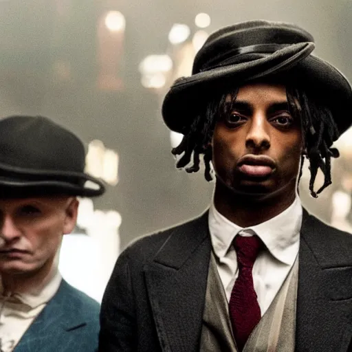 Image similar to playboi carti in peaky blinders 4 k the detailed super realistic