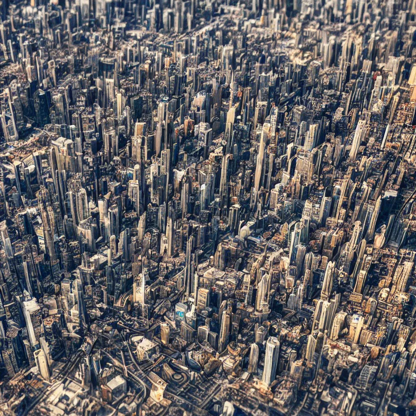 Image similar to tilt - shift photography of a huge sprawling futuristic city on venus