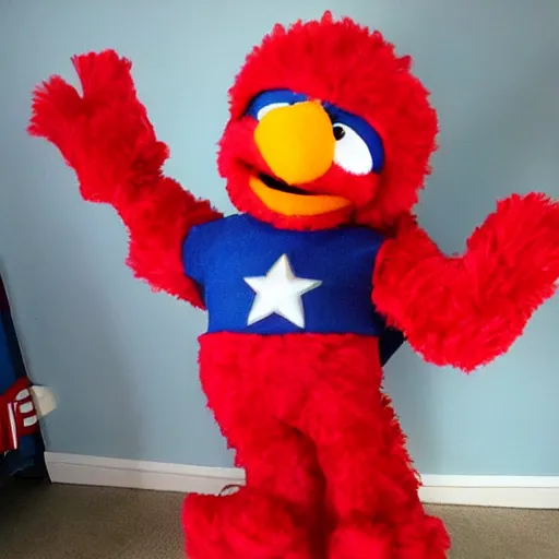 Image similar to elmo as captain america