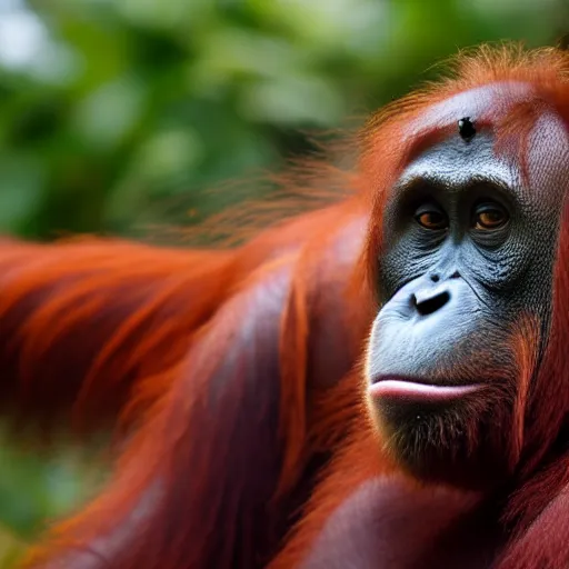 Prompt: orangutan with dark sun glasses looking wise, photo of the year 2 0 2 1, uktra wide lens picture
