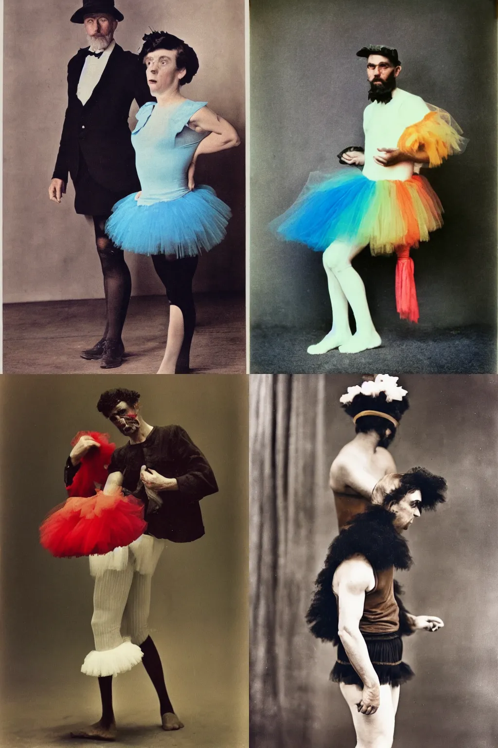 Prompt: A man wearing a tutu. Color photo. Contemporary.