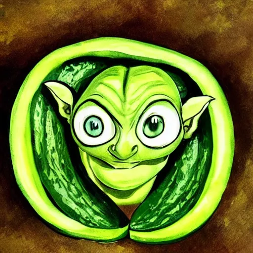 Image similar to gollum - faced watermelon