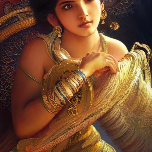 Prompt: ultra realistic illustration, ramamayana ram, intricate, elegant, highly detailed, digital painting, artstation, concept art, smooth, sharp focus, illustration, art by artgerm and greg rutkowski and alphonse mucha