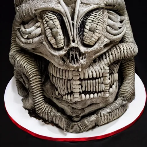 Image similar to cake made by H. R. Giger