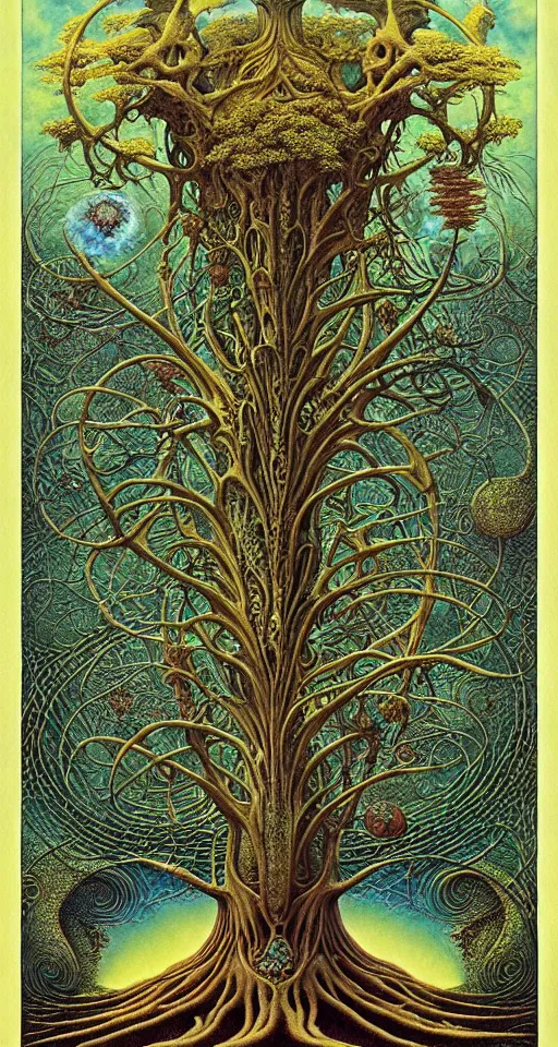 Image similar to tree of life by roger dean and andrew ferez, art forms of nature by ernst haeckel, divine chaos engine, symbolist, visionary, art nouveau, botanical fractal structures, organic, detailed, realistic, surreality