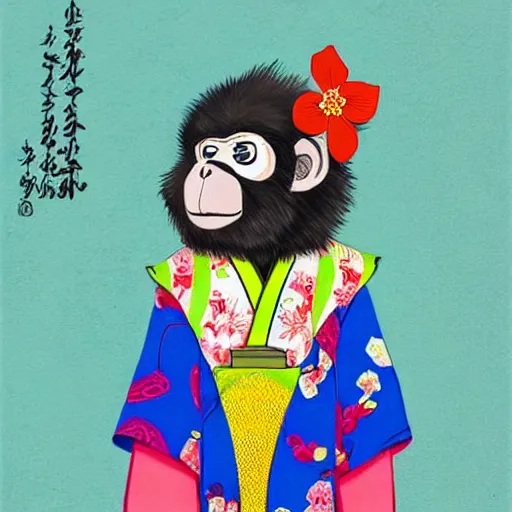 Image similar to a monkey in a kimono