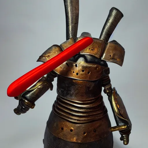 Image similar to Lobster Knight with a claw arm and a human arm holding a sword