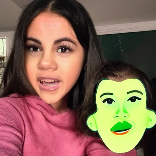 Image similar to photo of human celery with selena gomez face