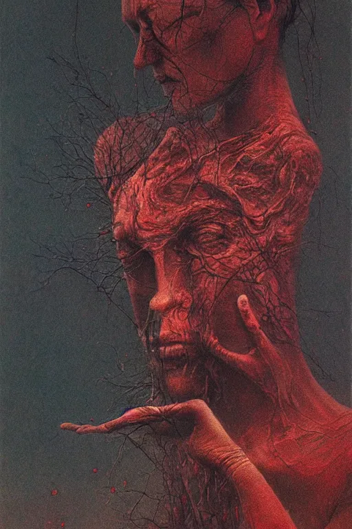 Image similar to tinnitus, by zdislaw beksinski