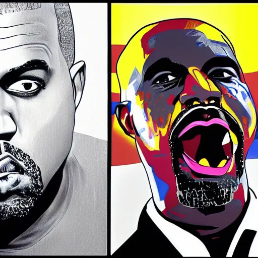 Prompt: Portrait of Kanye West as the Joker