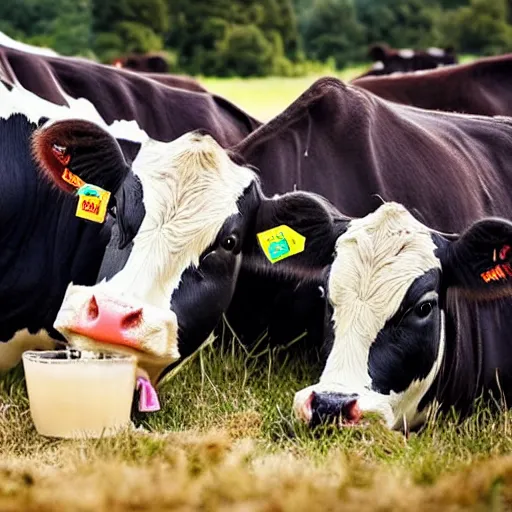 Image similar to photo of a couple of kids drinking milk directly from cow udder, realistic, award winning photo, national geographic