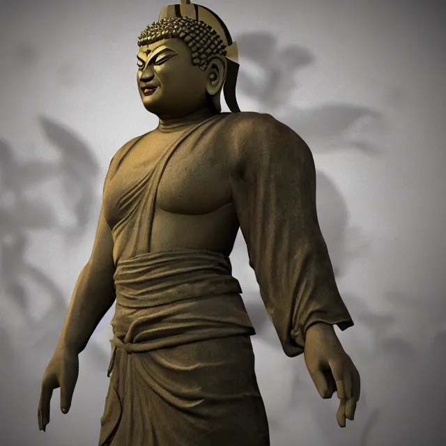 Image similar to buddha monster in mortal kombat, 3 d fighter videogame render, 4 k, artstation