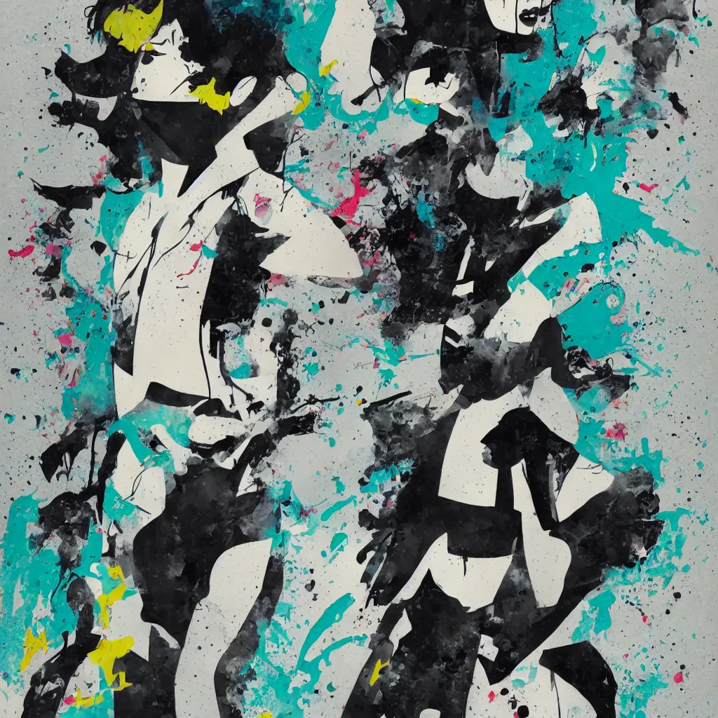 Image similar to girl figure, abstract, jet set radio artwork, ryuta ueda artwork, cryptic, rips, spots, asymmetry, stipple, lines, glitches, color tearing, pitch bending, stripes, dark, ominous, eerie, hearts, minimal, points, technical, old painting, natsumi mukai artwrok, folds