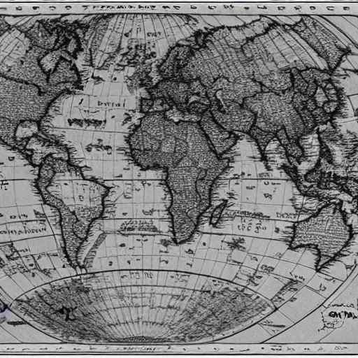 Image similar to black and white map of the world, highly detailed