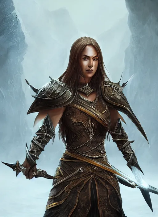 Image similar to female warrior, ultra detailed fantasy, elden ring, realistic, dnd character portrait, full body, dnd, rpg, lotr game design fanart by concept art, behance hd, artstation, deviantart, global illumination radiating a glowing aura global illumination ray tracing hdr render in unreal engine 5