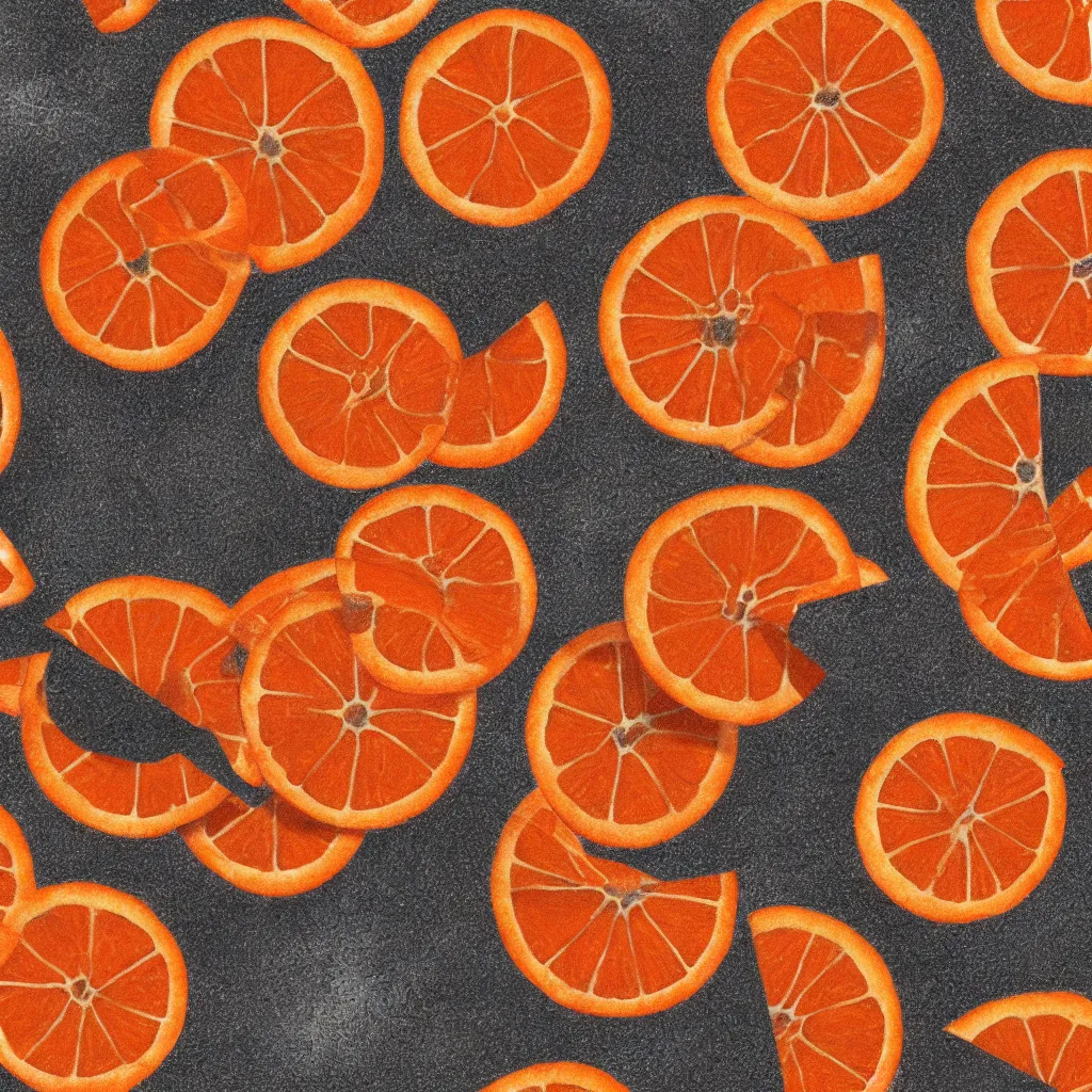 Image similar to pencil drawn orange slices texture art, 4k
