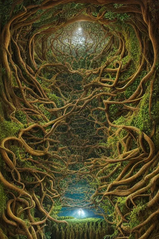 Image similar to Intricate stunning highly detailed mother earth, 🌱, by agostino arrivabene and Vladimir Kush, surreal, digital painting, ultra realistic, dramatic lighting, twisted vines, lush plants, pristine water, artstation