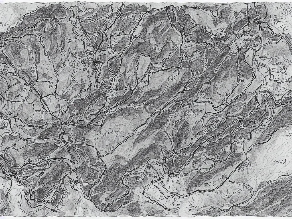 Image similar to Map of a cave system under South Carolina, Ink drawing by Deven Rue, fine point pen