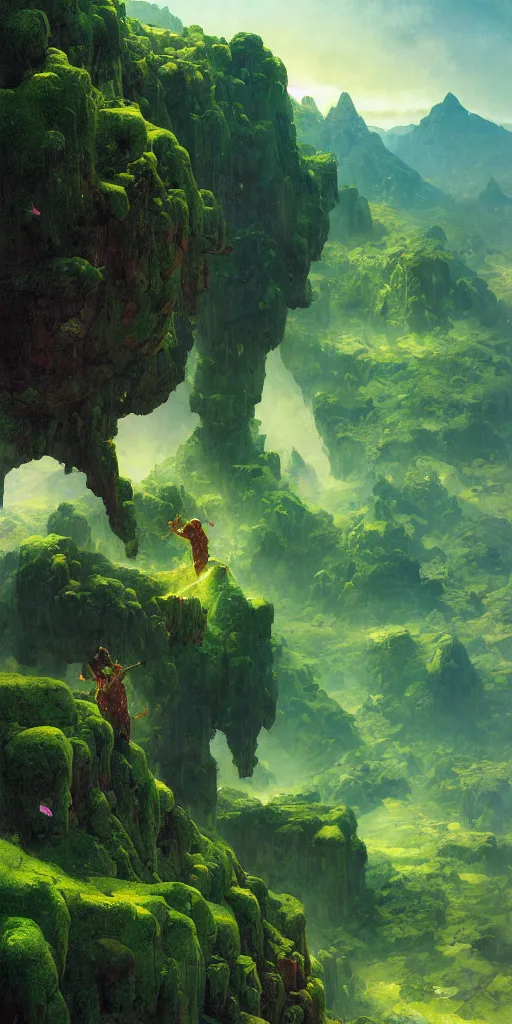 Image similar to sky is land lush green landscape villages castles buildings inverted upsidedown mountain range hanging from the sky fantasy surreal good composition artstation illustration sharp focus sunlit vista painted by ruan jia raymond swanland lawrence alma tadema zdzislaw beksinski norman rockwell tom lovell alex malveda greg staples