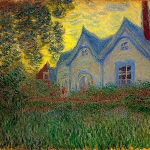 Image similar to a monster house by monet