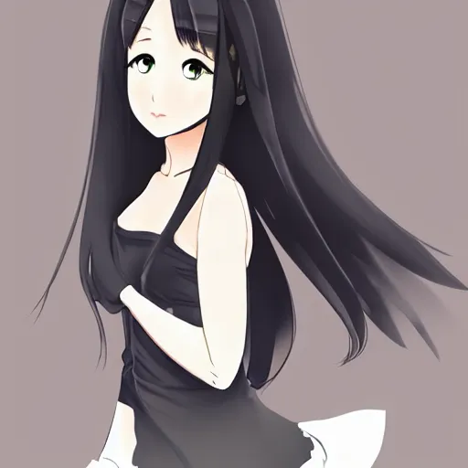 Image similar to full headshot portrait of a girl with long black hair, wearing a surgical mask, drawn by ATDAN, by Avetetsuya Studios, attractive character, colored sketch anime manga panel, trending on Pixiv