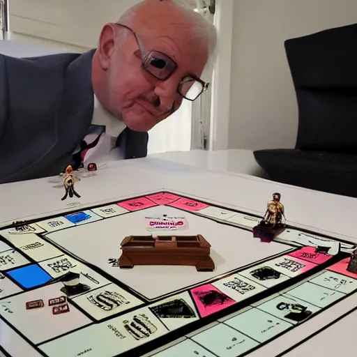Prompt: Monopoly Man playing a game of Battleship