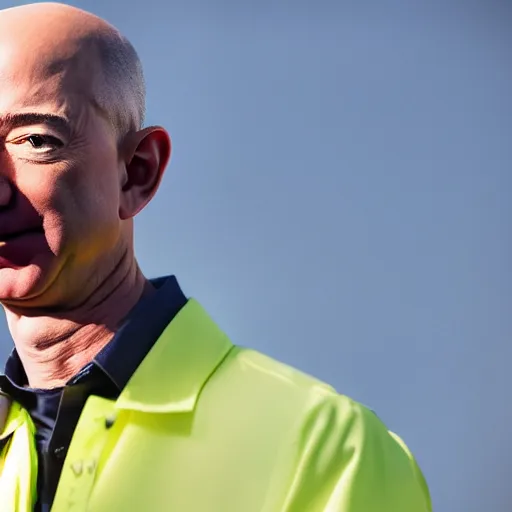 Image similar to jeff bezos with a cone head