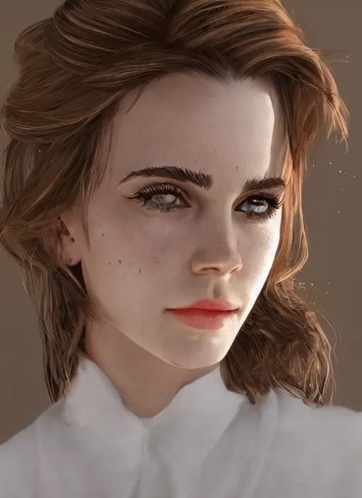 Prompt: portrait of emma watson by musi, featured on artstation, octane render