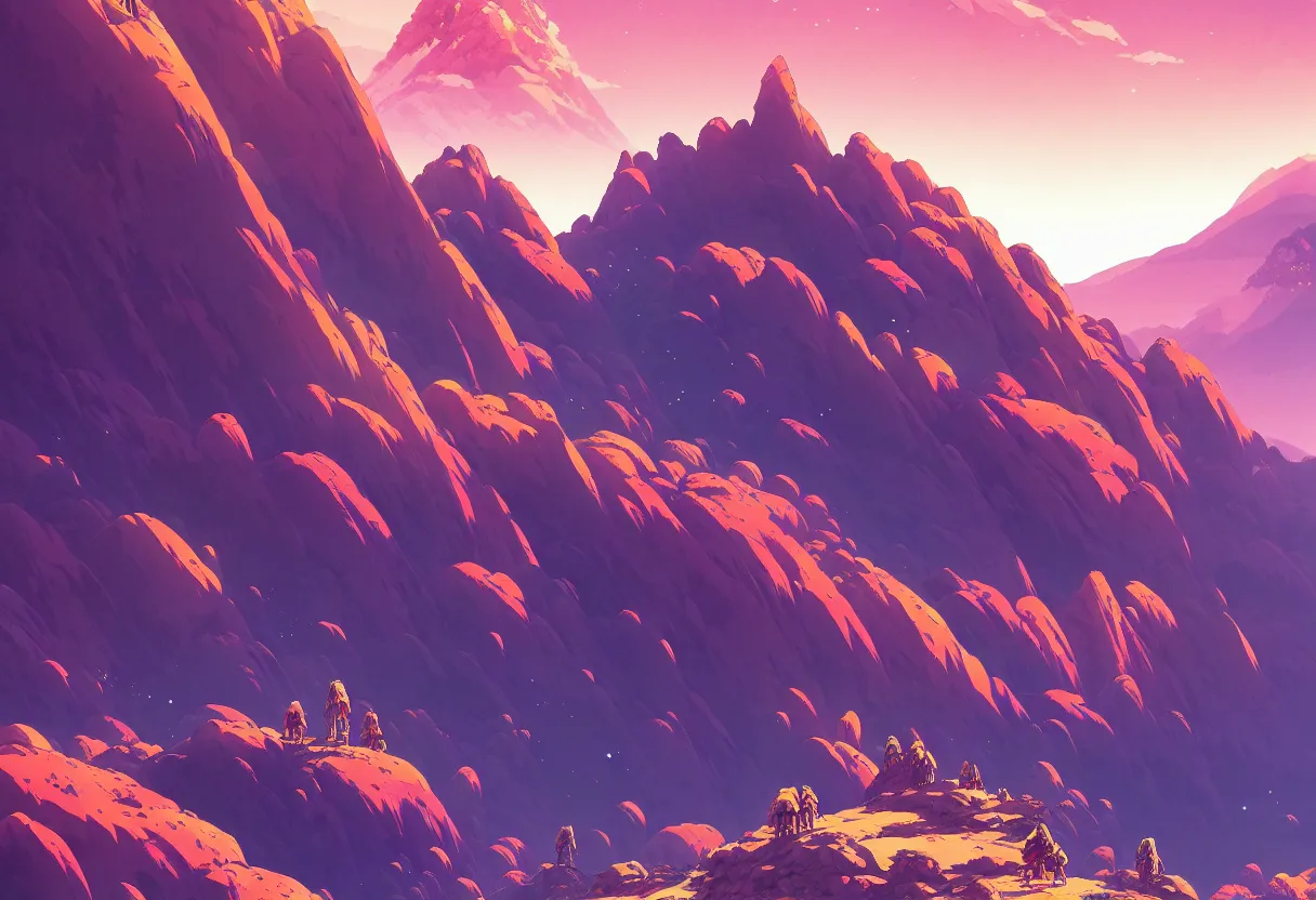 Image similar to a huge mountain peak arid planet, pixel style, high detail illustration, sharp high detail, manga and anime 1 9 9 9, official fanart behance hd artstation by jesper ejsing and makoto shinkai, 4 k