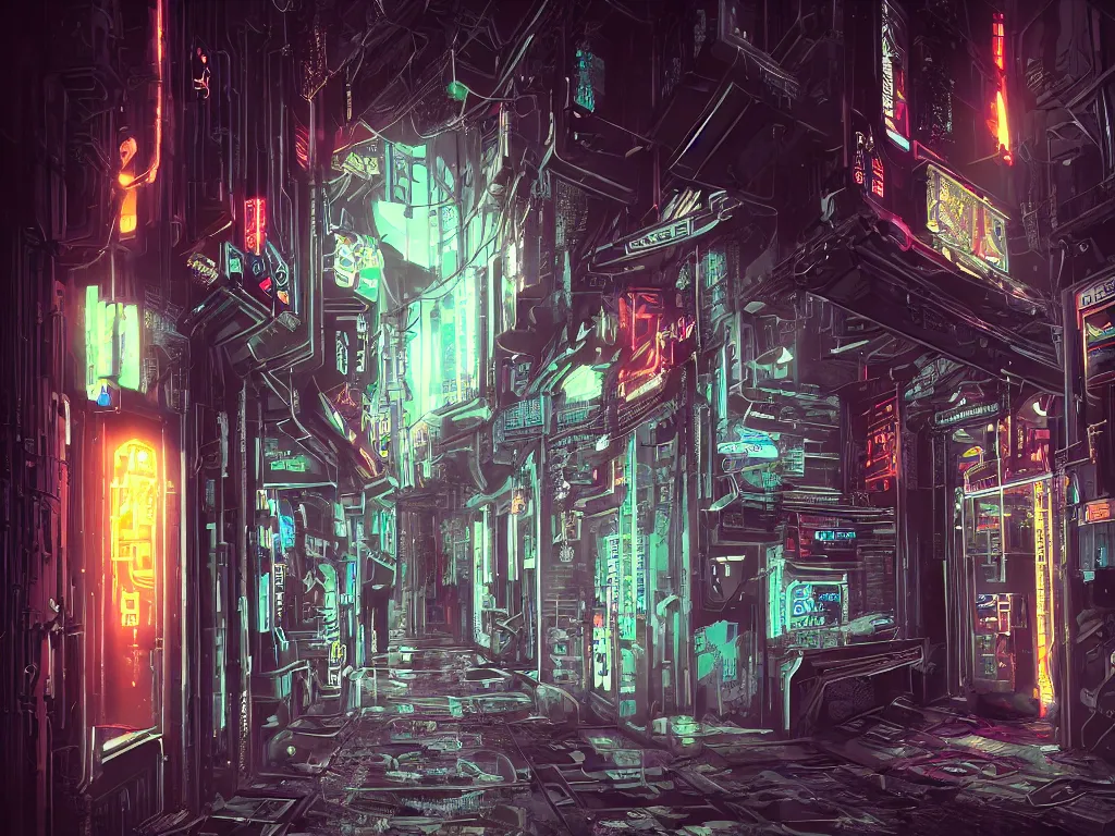 Image similar to a door at the end of a long dark corridor, cyberpunk city, futuristic, neon, intricate details