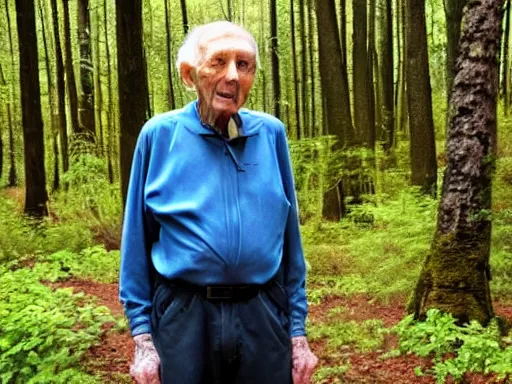 Image similar to an 85 year old man in a forest