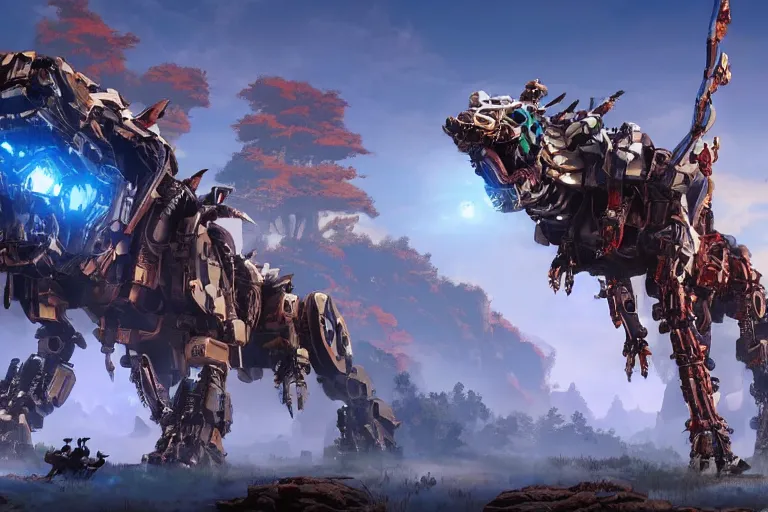 Image similar to bristleback machine mecha animal beast robot of horizon forbidden west horizon zero dawn bioluminiscence global illumination ray tracing hdr fanart arstation by sung choi and eric pfeiffer and gabriel garza and casper konefal