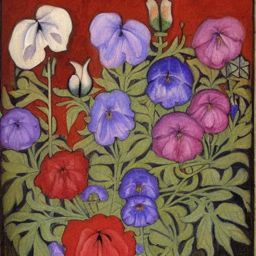 Image similar to A beautiful painting of flowers by Jean Fouquet