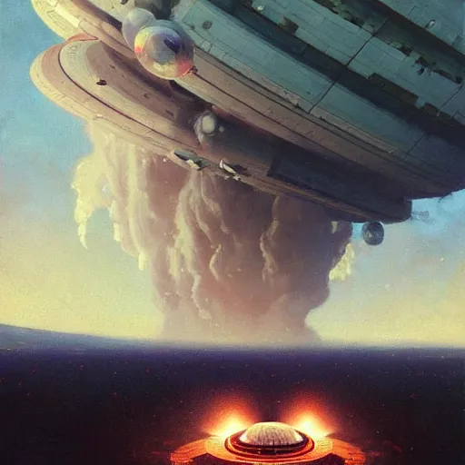 Image similar to a beautiful mothership stuck in the ground, the spaceship is on fire, smoke, rainstorm, lightning, angry, kinetic, john sargent, adolphe bouguereaum, norman rockwell, peter deligdisch, jama jurabaev, sachin teng, sergey kolesov, ruan jia, trending on artstation, highly detailed oil painting,