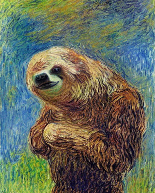 Image similar to Sloth from the Goonies in the style of Claude Monet