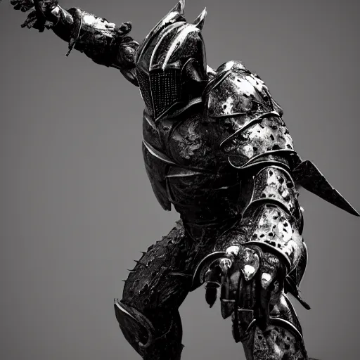 Image similar to 3 d render melted berserker knight ominous, sculpture, chrometype, liquid metal, neotribal, raytraced, volumetric lightning, 8 k by wlop, innate studio h - 1 0 0 0 w - 1 0 0 0