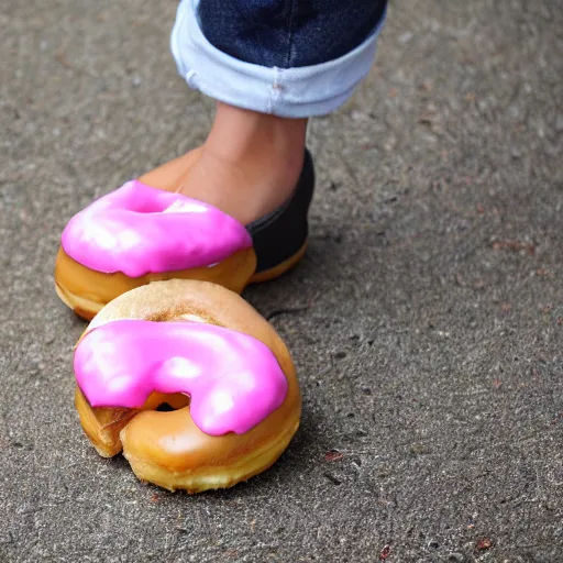 Prompt: donut under shoes