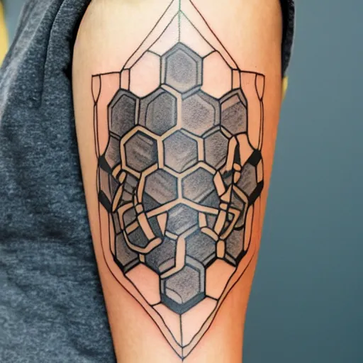 Honeycomb tattoo located on the finger, minimalistic