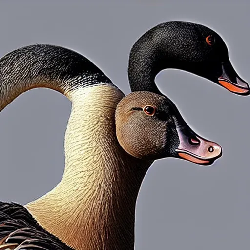 Image similar to Gigachad goose, photorealistic, beautiful, symmetric