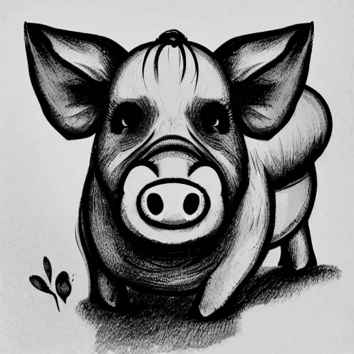 Prompt: face of cutest pig in the world. Artistic. Concept art. Drawing. High details. Cute.