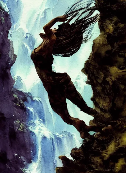 Prompt: portrait, of a flying girl over waterfall, watercolor, dramatic lighting, cinematic, establishing shot, extremely high detail, foto realistic, cinematic lighting, pen and ink, intricate line drawings, by Yoshitaka Amano, Ruan Jia, Kentaro Miura, Artgerm, post processed, concept art, artstation, matte painting, style by eddie mendoza, raphael lacoste, alex ross