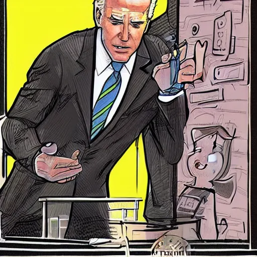 Image similar to Joe Biden doesn’t know where he is, lost. illustration concept art in the style of Arthur Adams