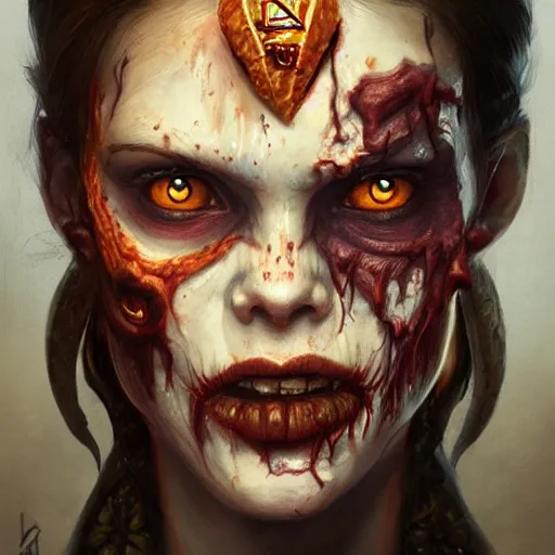 Image similar to portrait of Zombie Taco, D&D, fantasy, portrait, highly detailed, digital painting, trending on artstation, concept art, sharp focus, illustration, art by artgerm and greg rutkowski and magali villeneuve