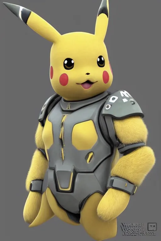 Image similar to portrait of pikachu in starcraft terran marine power armor, concept art by wayne reynolds, high quality 3 d render hyperrealist very cute muted color fluffy! highly detailed, vray smooth, soft indoor light, low angle, uhd 8 k, sharp focus