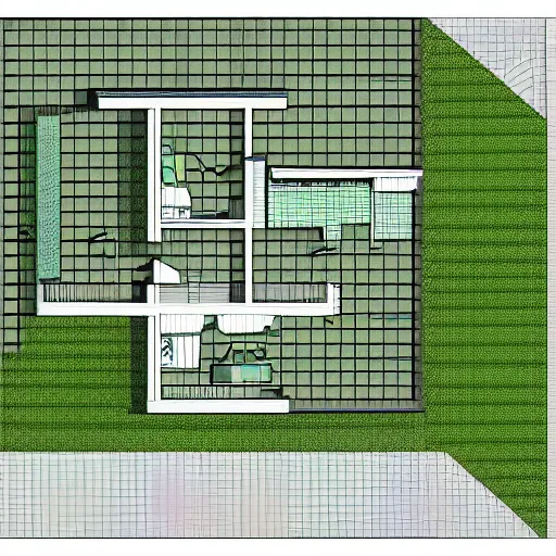 Prompt: 2D image of a house set against a 3D grid