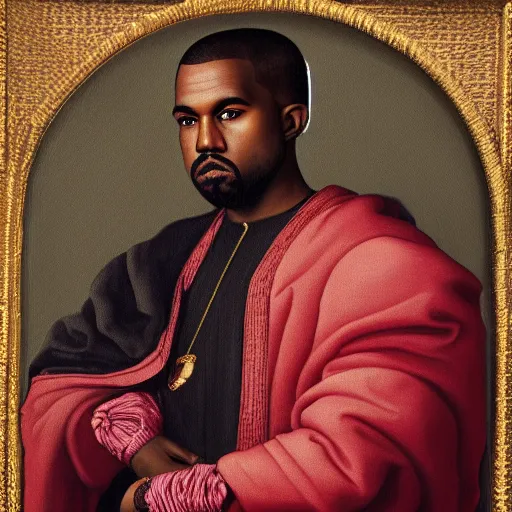 Prompt: a renaissance style portrait painting of kanye west as a king